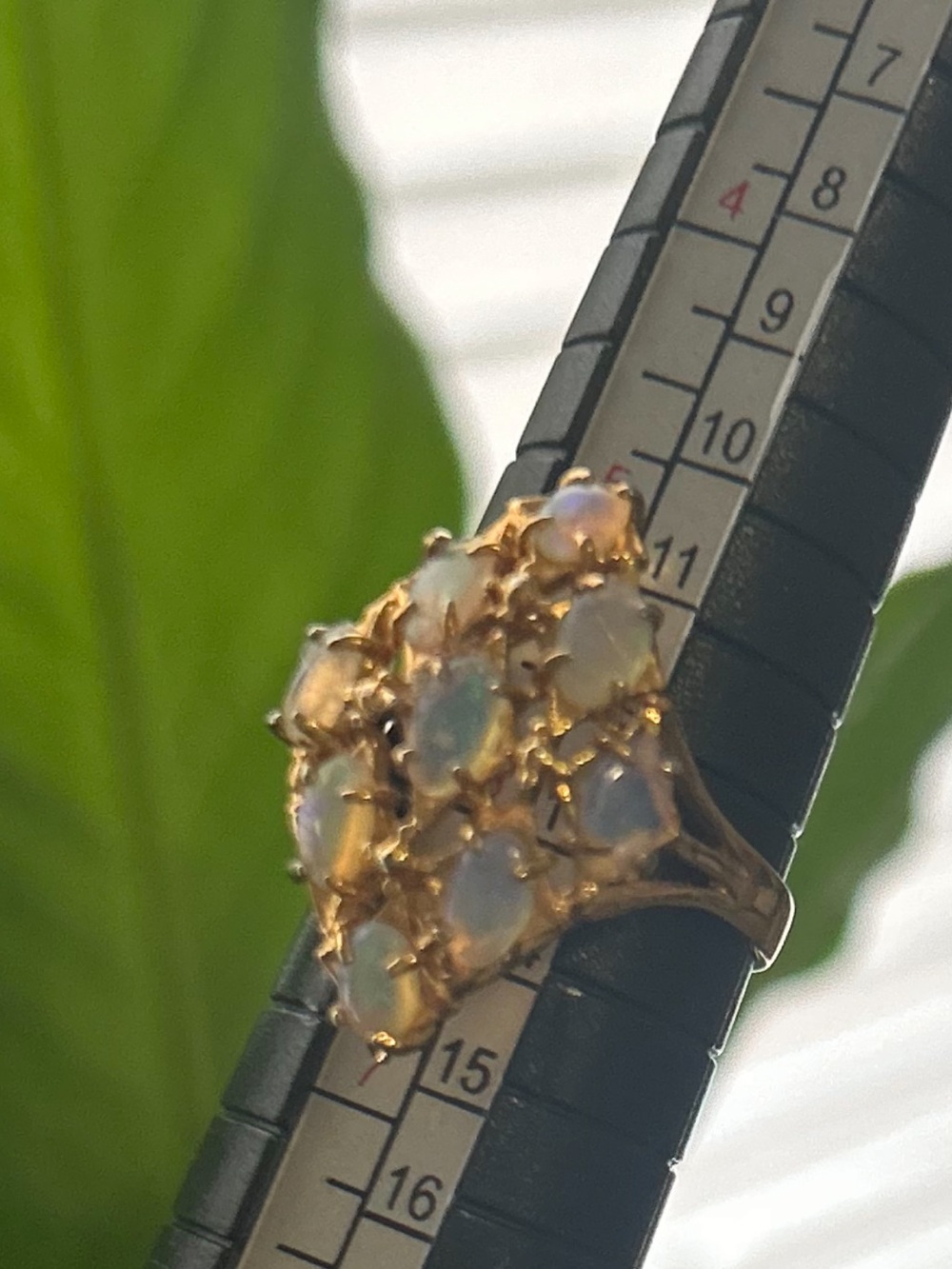 Gold Opal Cluster Statement Ring - Iridescent White Opals